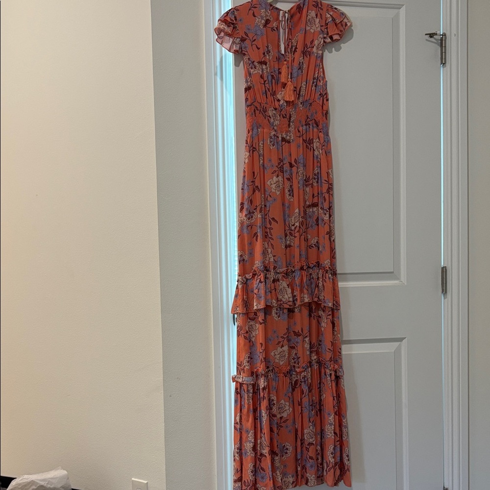 Elegant Floral Maxi Dress in Orange